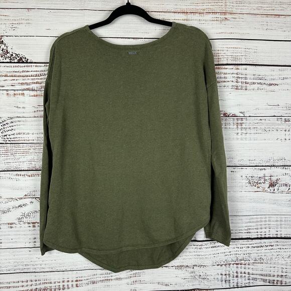 Womens Prana Olive Green Cotton Pullover Lightweight Crewneck Sweater Sz XS - Picture 3 of 6